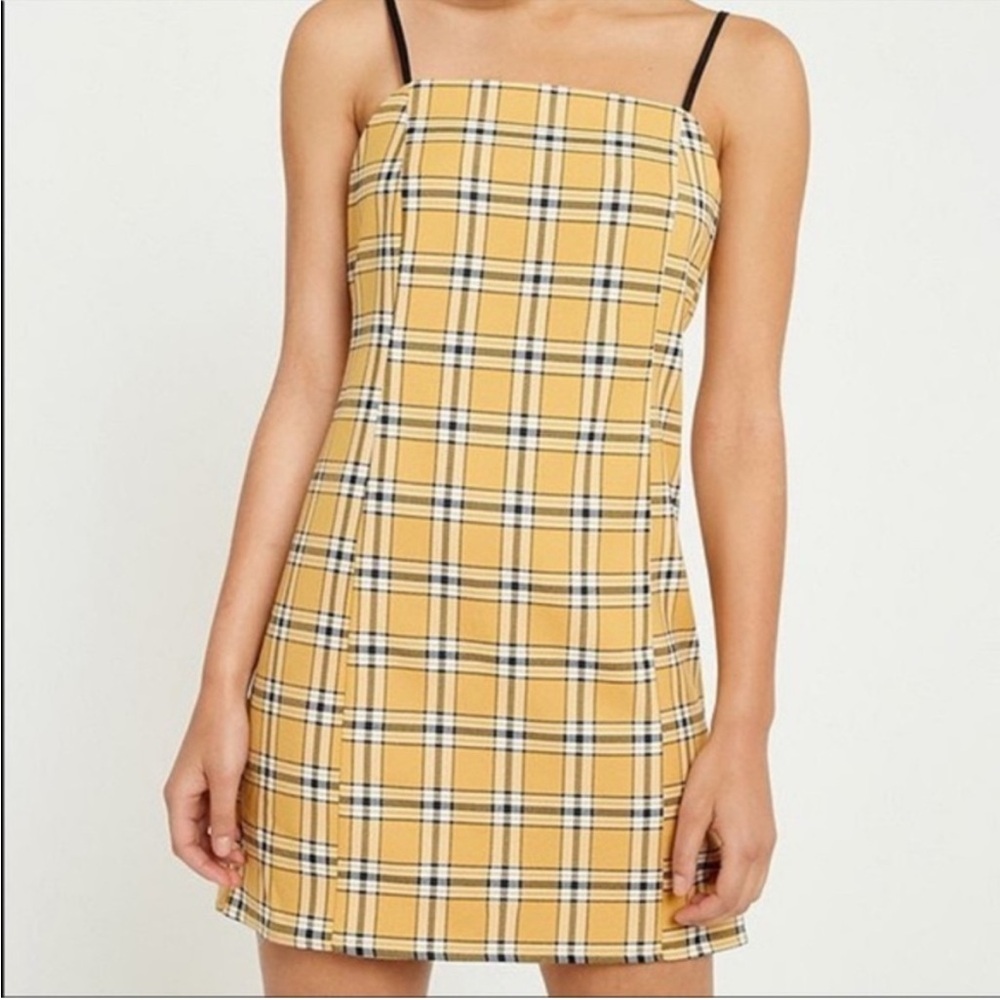 Urban Outfitters Yellow Plaid Mini Dress